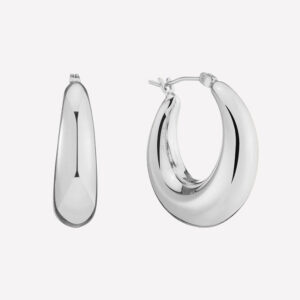Large Puffy Hoops – Rhodium Plated