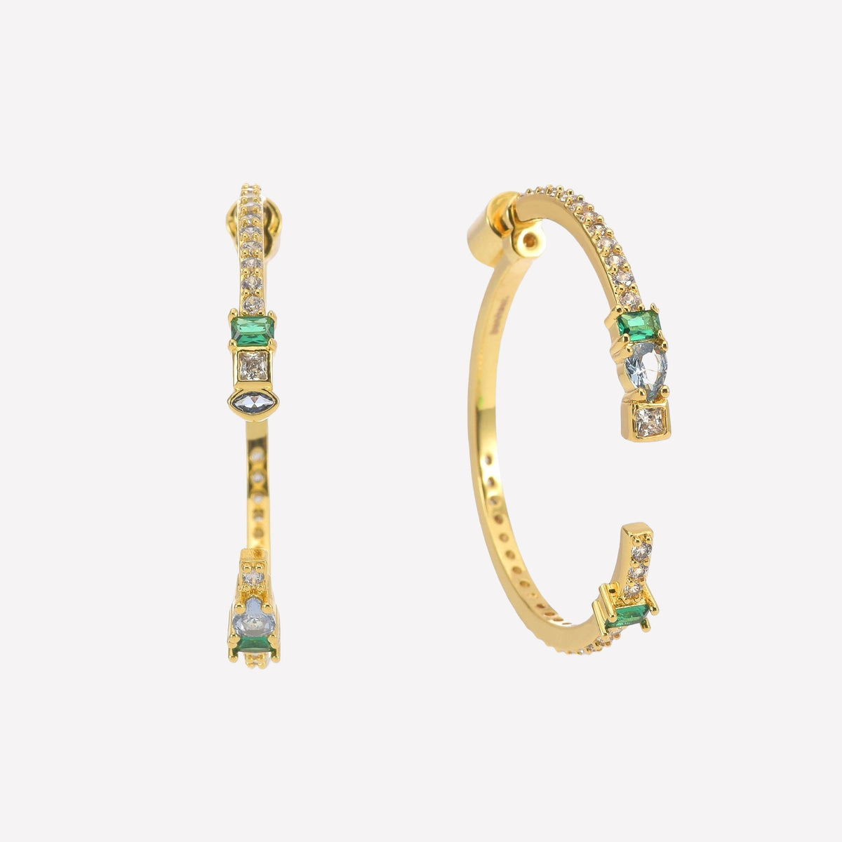 Lilou Open Hoop Ear Jacket Earrings - Rhodium Plated