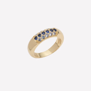 Addison Pavé Ring Band – 18k Rose Gold Plated Brass / 8 / Blue Swarovski Crystals