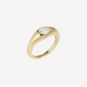 Babette Pear Shaped Ring – Rhodium Plated Brass / 7 / Blue Swarovski Stones