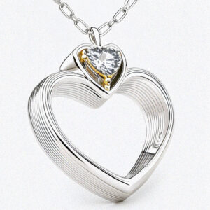 Eléa Pendant Heart Necklace – Rhodium Plated