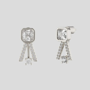 Indre Stud Jacket Earrings – Rhodium Plated