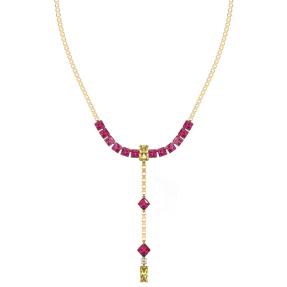 Adelaide Swarovski Lariat Necklace - Rhodium Plated