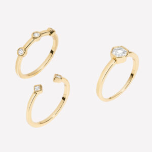 Morgane Three Piece Ring Set – 18k Rose Gold Plated Brass / 7
