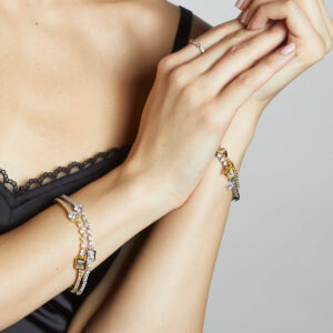 Celeste White Crystal Bracelet – Rhodium Plated