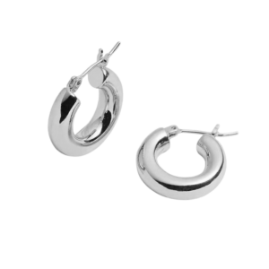 Holly Hollow Hoops – Rhodium Plated