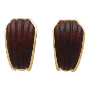 Vintage Boucheron Wood Clip Huggy Earrings