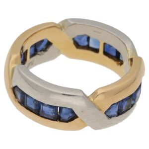 Vintage Oscar Heyman Sapphire Crossover Two Tone Ring