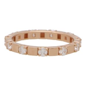 Contemporary Diamond and Brick Alternating Eternity Ring
