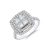 Pre-Owned 18ct White Gold Princess & Spherical Good Lower 2.00ct Diamond Tile Cluster Ring – Measurement P