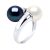 Ateliers Saint Germain Womens Ring You & Me Bulk – 2 Real Cultured Freshwater Pearls Round 9-10 mm – Black/White Silver – Size S