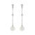 9ct White Gold Pearl And Diamond 0.10ct Lengthy Drop Earrings