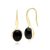 Abnormal B Gem Black Onyx Drop Earrings Gold Plated Sterling Silver