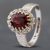 Pre-Owned Vintage 18ct White Gold Oval Cut Garnet & Single Cut Diamond Cluster Ring 41481594