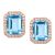 Diamant L’Eternel Womens 9ct Rose Gold Diamond and Blue Topaz Rectangular Cut Stud Earrings – One Size