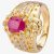 Pre-Owned 18ct Yellow Gold Oval Rubover 1.50ct Ruby & 0.40ct Diamond Two Row Ring 4312056