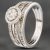 Pre-Owned 14ct White Gold 0.73ct Brilliant Cut Diamond Three Row Band With Cluster Ring 4312246