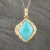 Pre-Owned 18ct Yellow Gold 9.47ct Turquoise & 0.04ct Diamond Pendant & 18 Inch Curb Chain 43141109