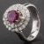 Pre-Owned 14ct White Gold Oval 0.81ct Ruby & 1.08ct Diamond Halo Cluster Ring 4332064