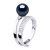 Ateliers Saint Germain Womens Ring Jewelry – Real Cultured Freshwater Pearl Round 8-9 mm – Black Silver – One Size