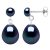 Ateliers Saint Germain Womens Double Earrings White Gold – Real Cultured Freshwater Pearls Button 5-6 mm + Pear 10-11 mm – Black – One Size