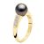 Ateliers Saint Germain Womens Ring Jewelry Diamond 0,06 Cts – Yellow Gold – Real Cultured Tahiti Pearl Round 8-9 mm – Black – Size I