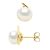 Ateliers Saint Germain Womens Earrings Surroundings Diamonds 0,03 Cts Yellow Gold – Real Cultured Freshwater Pearls Button 7-8 mm – One Size