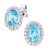 Diamant L’Eternel Womens 9ct White Gold Diamond and Swiss Blue Topaz Gemstone Oval Cut Stud Earrings – One Size