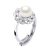 Ateliers Saint Germain Womens Ring Flower Jewelry – Real Cultured Freshwater Pearl Round 7-8 mm – White Silver – One Size