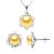 Diadema Womens Adornment Necklace & Earrings PETAL Freshwater Pearl 8-9mm Golden 925 – Gold Silver – One Size