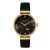 Olivia Burton Gold T-Bar Black Dial Honeycomb + Bee Element Black Strap Watch