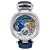 Stührling Mens Blue Modena Dual Time Automatic 46mm Skeleton – Silver – One Size