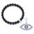 Faceted Black Onyx Gemstone Stretch Bracelet with Charm Created with Zircondia® Crystals