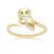 Gardenia Emerald and White Sapphire Owl Ring in 9ct Yellow Gold