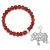 Faceted Carnelian Gemstone Stretch Bracelet with Charm Created with Zircondia® Crystals