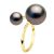 Ateliers Saint Germain Womens Ring Duo – Yellow Gold – 2 Real Cultured Tahiti Pearls Round 7-8 and 11-12 mm – Black – Size L 1/2