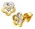 Diamant L’Eternel Womens 9ct Yellow and White Gold Cubic Zirconia Flower Stud Earrings – One Size