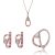 Orphelia ‘Gigi’ WoMens 925 Sterling Silver Set: Necklace + Earrings + Ring – Rose SET-7439 – Size O 1/2