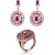 Orphelia ‘Enya ‘ WoMens 925 Sterling Silver Set: Earrings + Ring – Rose SET-7428/RG – Size K