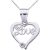 Diamond Love Script Middle Pendant Necklace in Sterling Silver