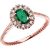 Emerald & Diamond Chic Halo Gemstone Rope Ring in 9ct Rose Gold