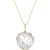 White Topaz Beatrix Round Chequer Pendant Necklace in 9ct Gold