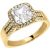 White CZ Micro Pavé Halo Banded Engagement Ring in 9ct Gold