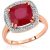 Ruby & Diamond Imogen Statement Halo Ring in 9ct Rose Gold