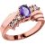 Amethyst & Diamond Uneven Gemstone Ring in 9ct Rose Gold