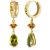 Peridot Ada Mosaic Huggie Drop Earrings in 9ct Gold