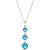 Blue Topaz Danna Trio Drop Pendant Necklace in 9ct Rose Gold