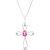 Pink Topaz & Diamond Maria Abstract Cross Pendant Necklace in 9ct White Gold