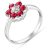 Ruby & Diamond Sicily Flower Ring in Sterling Silver