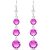 Pink Topaz Danna Trio Drop Earrings in 9ct White Gold